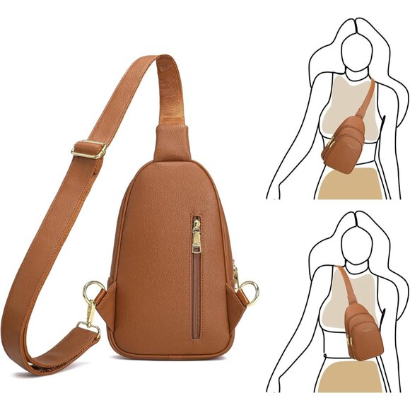 Vegan Leather Crossbody Sling Bag Small Travel Purse for Women and Teen - Picture 5 of 7